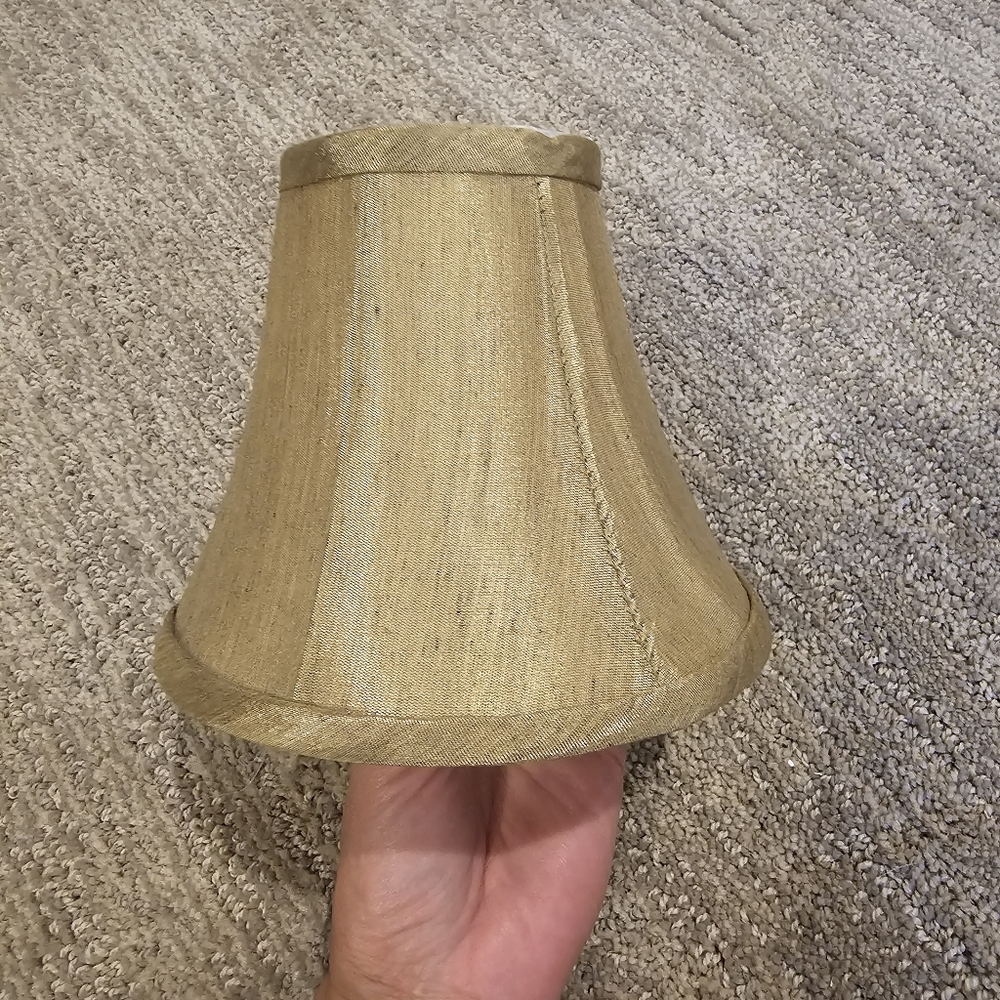 Mini Lampshade in Camel Color Faux Silk W/ White Lining